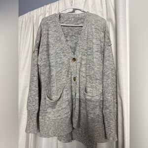 Gray Women's Sweater with Button Detail
